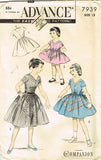 1950s Vintage Advance Sewing Pattern 7939 Uncut Little Girls Dress Size 12 30 B