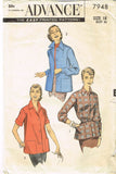 1950s Vintage Advance Sewing Pattern 7948 Misses Shirt Jacket Blouse Size 18 36B