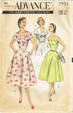1950s Vintage Advance Sewing Pattern 7953 Misses Sun Dress & Capelet Size 12 30B