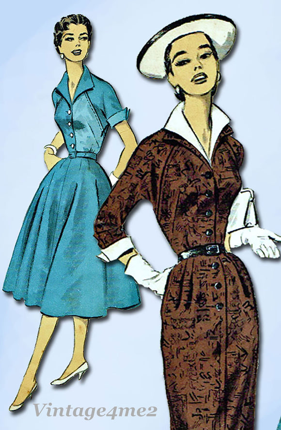 Advance 7955: 1950s Uncut Misses Street Dress Sz 32 Bust Vintage Sewing Pattern