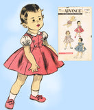 1950s Vintage Advance Sewing Pattern 7969 Baby Girls Dress & Rumba Panties Sz 2