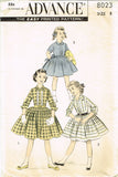 1950s Vintage Advance Sewing Pattern 8023 Little Girls Shirtwaist Dress Size 8