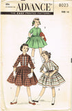 1950s Vintage Advance Sewing Pattern 8023 Uncut Girl's Shirtwaist Dress Size 14