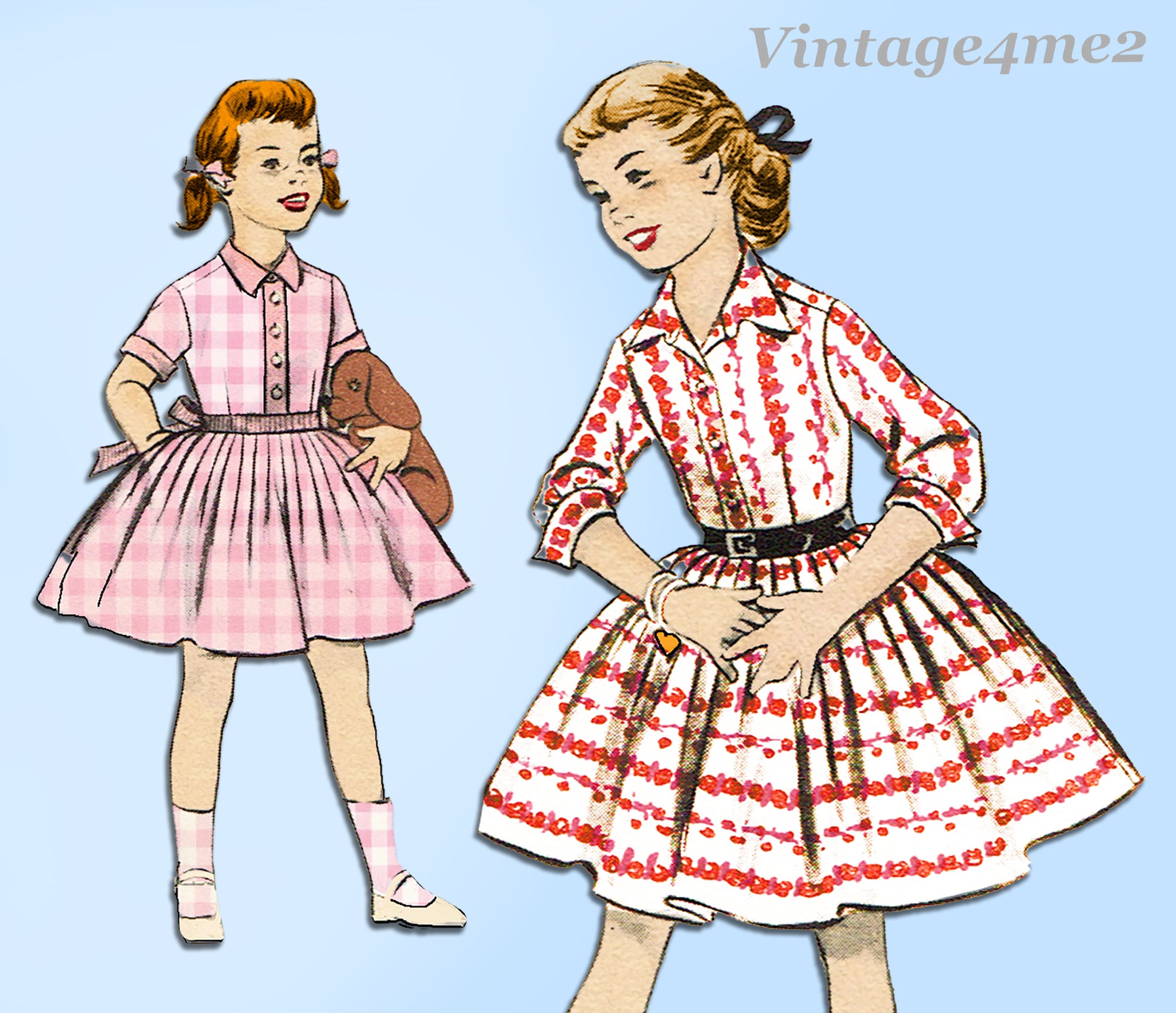 1950s CUTE Little Girls Dress Pattern ADVANCE 6957 Large Collar Regula – A  Vintage shop