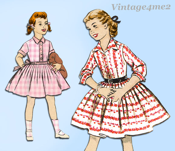 1950s Vintage Advance Sewing Pattern 8023 Little Girls Shirtwaist Dress Size 10