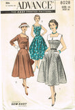 1950s Vintage Advance Sewing Pattern 8028 Sew Easy Misses Sun Dress Size 14 32 B