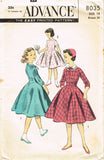 1950s Vintage Advance Sewing Pattern 8035 Uncut Girls Long Waisted Dress Sz 10