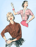 1950s Vintage Advance Sewing Pattern 8036 Uncut Misses Kimono Blouse Size 32 B