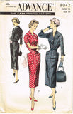 1950s Vintage Advance Sewing Pattern 8042 Uncut Misses Slender Dress Sz 14 32B