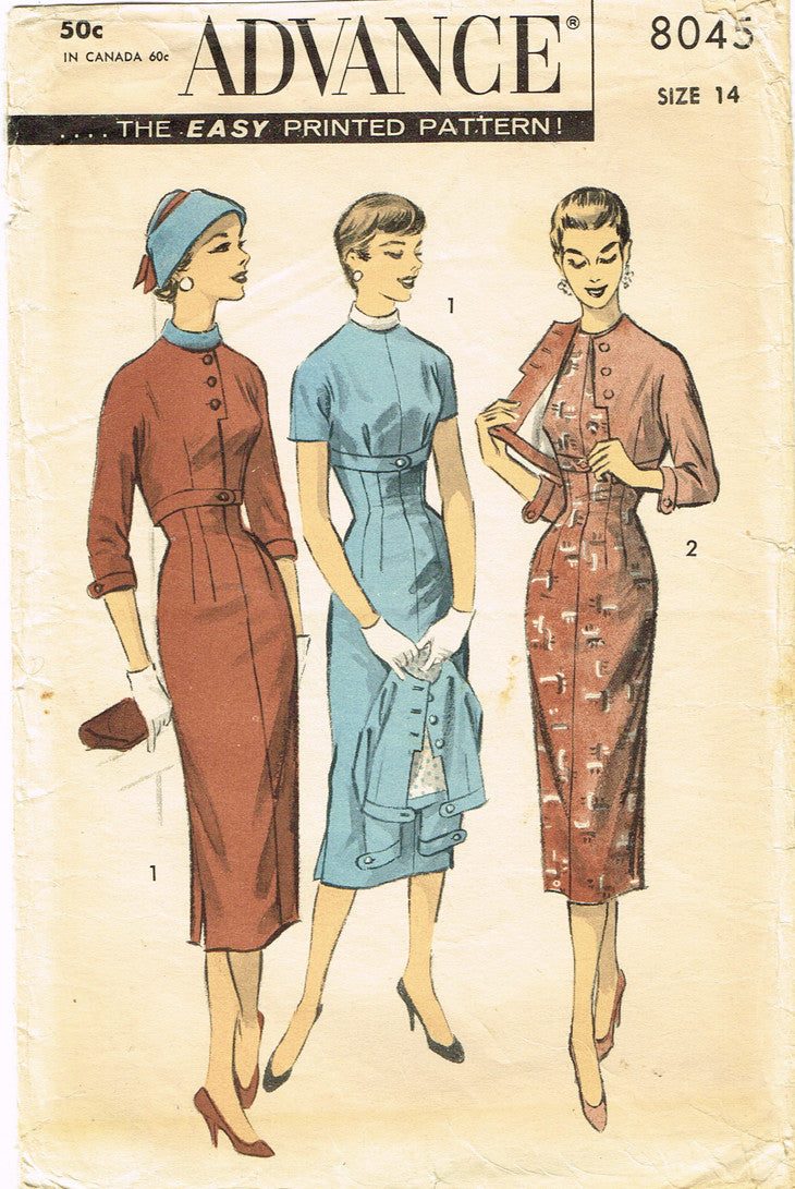 1950s Vintage Advance Sewing Pattern 8045 Misses Empire Waist Dress Si Vintage4me2 1950s Vintage Advance Sewing Pattern 8045 Misses Empire Waist Dress Si Vintage4me2