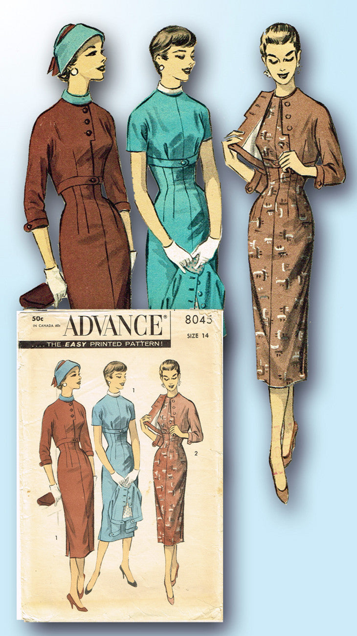 1950s Vintage Advance Sewing Pattern 8045 Misses Empire Waist Dress Si –  Vintage4me2