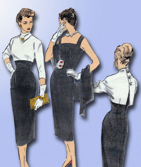 1950s Vintage Advance Sewing Pattern 8048 Designer Edith Head Dress FF Sz 12 32B