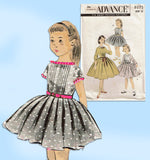 1950s Vintage Advance Sewing Pattern 8075 Cute Uncut Girls Tucked Dress Size 12