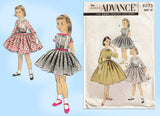 1950s Vintage Advance Sewing Pattern 8075 Cute Uncut Girls Tucked Dress Size 12