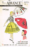 1950s Vintage Toddler Girls Skirt & Hat 1956 Advance Sewing Pattern 8076 Size 6