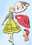 1950s Vintage Toddler Girls Skirt & Hat 1956 Advance Sewing Pattern 8076 Size 6