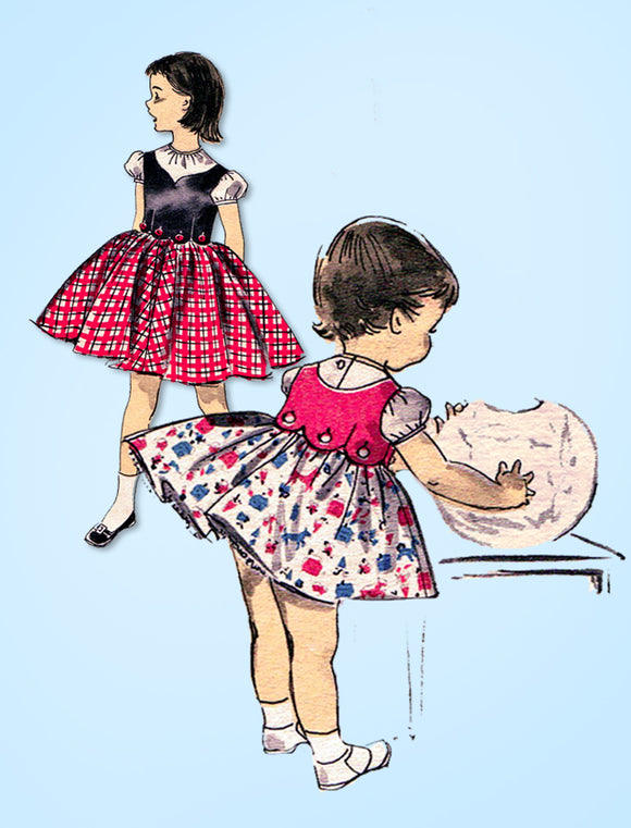 1950s Vintage Advance Sewing Pattern 8153 Toddler Girls Tyrolean Skirt & Top Sz6
