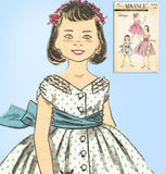 1950s Vintage Advance Sewing Pattern 8156 Uncut Little Girls Party Dress Size 8 - Vintage4me2