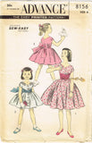 1950s Vintage Advance Sewing Pattern 8156 Uncut Little Girls Party Dress Size 8 - Vintage4me2