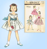 1950s Vintage Advance Sewing Pattern 8156 Uncut Little Girls Party Dress Size 8 - Vintage4me2