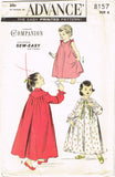1950s Vintage Advance Sewing Pattern 8157 Uncut Girls Nightgown & Robe Size 8