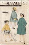 1950s Vintage Advance Sewing Pattern 8223 Cute Easy Uncut Little Girls Coat Sz 8