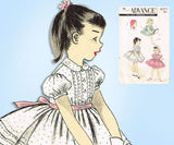 1950s Vintage Advance Sewing Pattern 8277 Baby Girls Tucked Party Dress Sz 1 - Vintage4me2