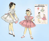 1950s Vintage Advance Sewing Pattern 8277 Baby Girls Tucked Party Dress Sz 1 - Vintage4me2
