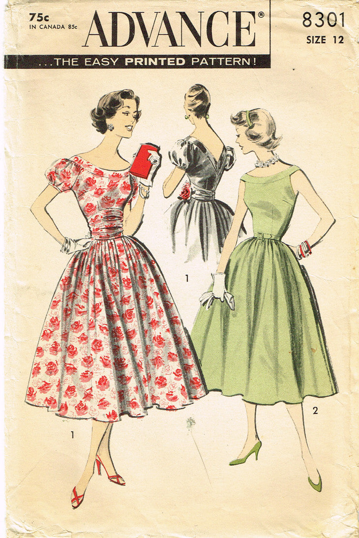 1950s Vintage Advance Sewing Pattern 8301 Uncut Misses Cocktail Dress   Vintage4me2