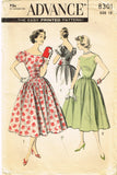 1950s Vintage Advance Sewing Pattern 8301 Uncut Misses Cocktail Dress Sz 12 32B