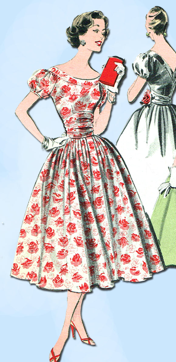 1950s Vintage Advance Sewing Pattern 8301 Uncut Misses Cocktail Dress Sz 12 32B