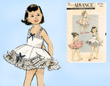 1950s Vintage Advance Sewing Pattern 8330 Toddler Girls Ruffled Slip Set Size 2