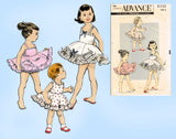 1950s Vintage Advance Sewing Pattern 8330 Toddler Girls Ruffled Slip Set Size 2