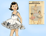 1950s Vintage Advance Sewing Pattern 8330 Toddler Girls Ruffled Slip Set Size 6