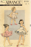 1950s Vintage Advance Sewing Pattern 8330 Toddler Girls Ruffled Slip Set Size 6