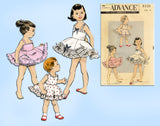 1950s Vintage Advance Sewing Pattern 8330 Toddler Girls Ruffled Slip Set Size 6