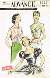 1950s Vintage Advance Sewing Pattern 8339 Easy Uncut Misses Blouse Set Size 31B - Vintage4me2