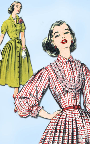 1950s Vintage Advance Sewing Pattern 8365 Uncut Misses Shirtwaist Dress Size 36B