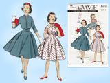 1950s Vintage Advance Sewing Pattern 8410 Girls Princess Dress & Bolero Size 12