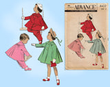 Advance 8432: 1950s Darlin Toddler Girls Flared Coat Sz 4 Vintage Sewing Pattern