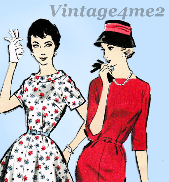 Advance 8435: 1950s Uncut Plus Size Day Dress Sz 38 Bust Vintage Sewing Pattern