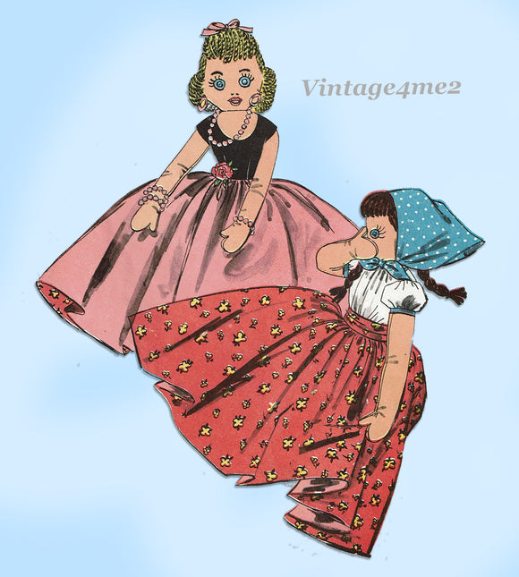 1950s Vintage Advance Sewing Pattern 8455 Uncut Rags to Riches Turnbout Doll