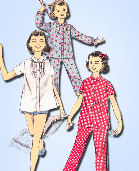 1950s Vintage Advance Sewing Pattern 8460 Toddler Girls 2 PC Pajamas Size 6 24B