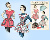 1950s Original Vintage Advance Pattern 8464 Easy Misses Apron Set Sz MED