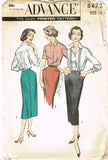 1950s Vintage Advance Sewing Pattern 8473 Uncut Misses Skirt & Blouse Sz 12 30B - Vintage4me2