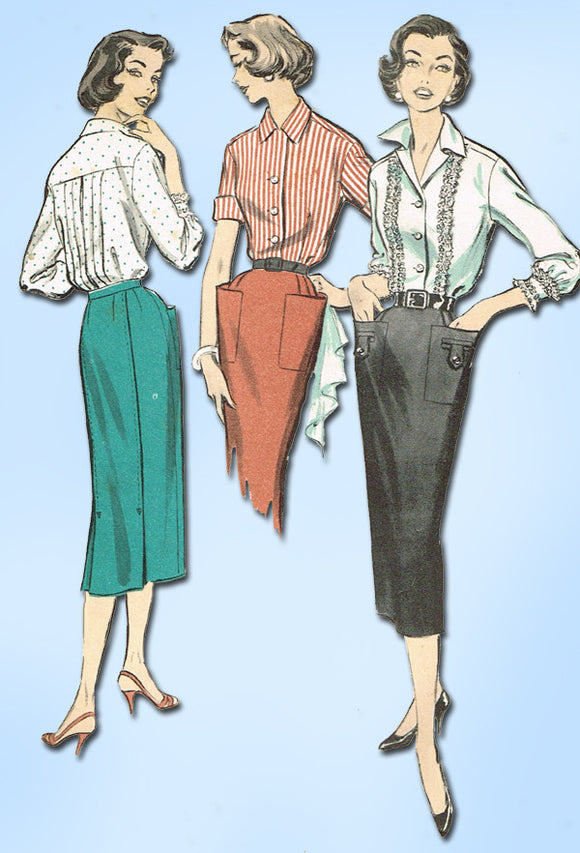 1950s Vintage Advance Sewing Pattern 8473 Uncut Misses Skirt & Blouse Sz 12 30B - Vintage4me2