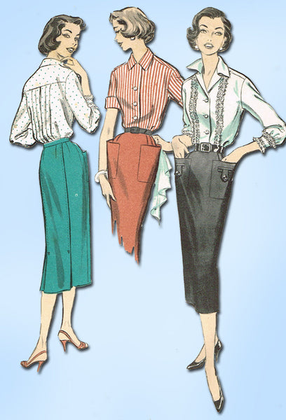 1950s Vintage Advance Sewing Pattern 8473 Uncut Misses Skirt & Blouse Sz 12 30B - Vintage4me2