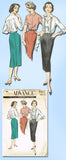 1950s Vintage Advance Sewing Pattern 8473 Uncut Misses Skirt & Blouse Sz 12 30B - Vintage4me2
