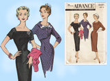 Advance 8481: 1950s Stunning Uncut Dress & Topper Sz 32 B Vintage Sewing Pattern