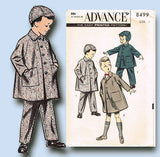 1950s Vintage Advance Sewing Pattern 8499 Baby Boys Coat Pants and Hat Size 1